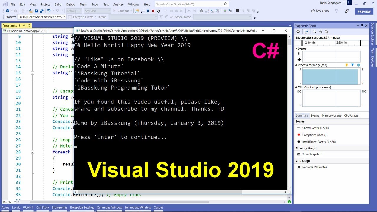how to run c program in visual basic